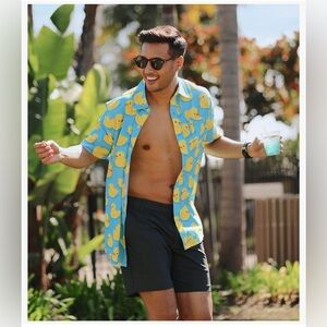 Tipsy Elves Ducky Shirt | Short Sleeve Summer Button Up | Size Large
